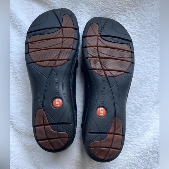 Clarks Unstructured Mary Jane Flats Womens Size 9 Navy Leather Loafers Mocs - Picture 10 of 14